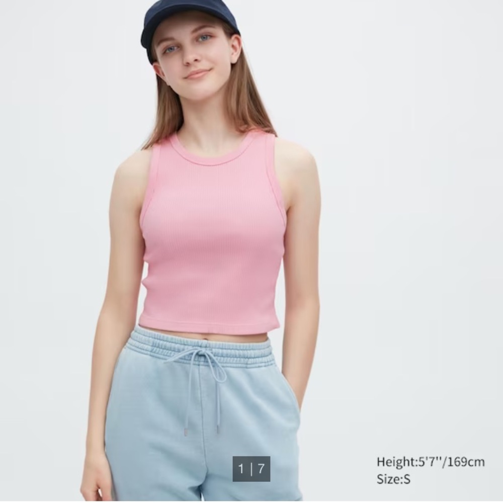PACK OF TWO Uniqlo Ribbed Racer Back Cropped Tank